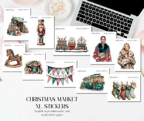 Christmas Market XL Decorative Stickers for Planners and Journals