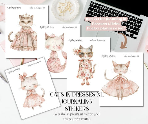 Cats in Dresses XL Large Deco Stickers for Planners and Journals