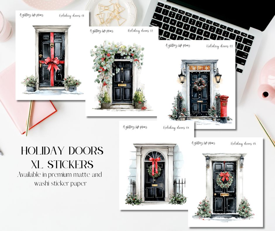 Holiday Doors XL Large Deco Stickers for Planners and Journals