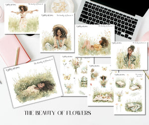 Beauty of Flowers Med-Deep XL Large Deco Stickers for Planners and Journals