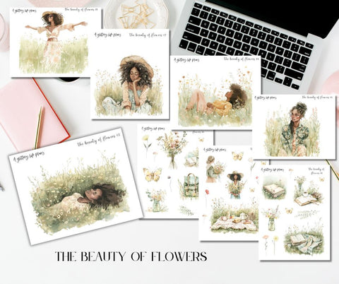 Beauty of Flowers Med-Deep XL Large Deco Stickers for Planners and Journals