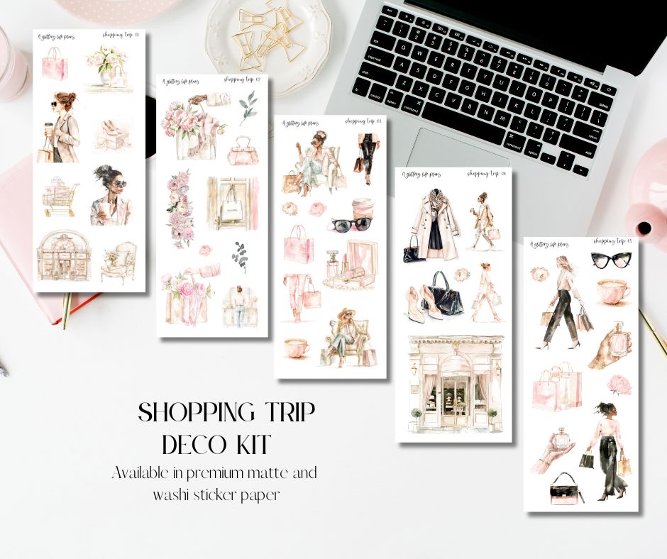 Shopping Trip deco Sticker Sheets for Planners and Journals