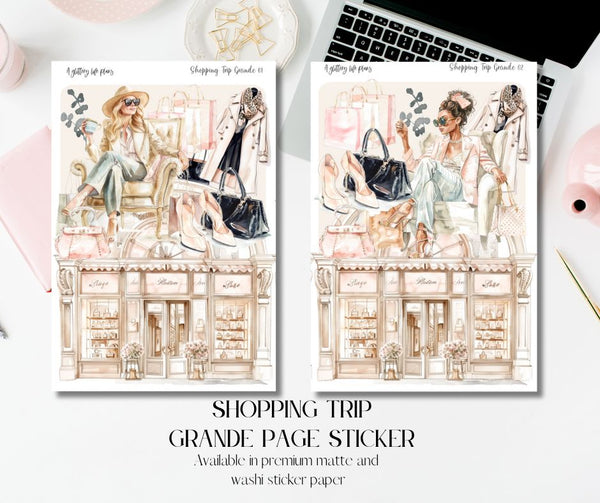 Grande Shopping Trip deco Sticker Sheet for Planners and Journals