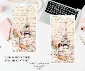 Full Sheet Paris in the Summer deco Sticker Sheet for Planners and Journals