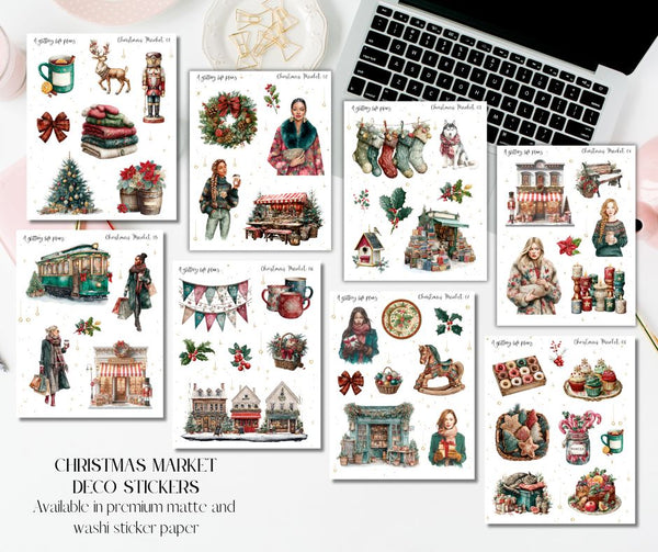 Christmas Market Decorative Stickers for Planners and Journals