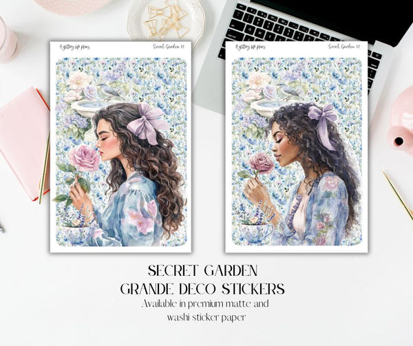 Grande Secret Garden deco Sticker Sheet for Planners and Journals