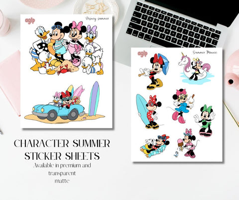Character Summer Deco Stickers for Planners and Journals