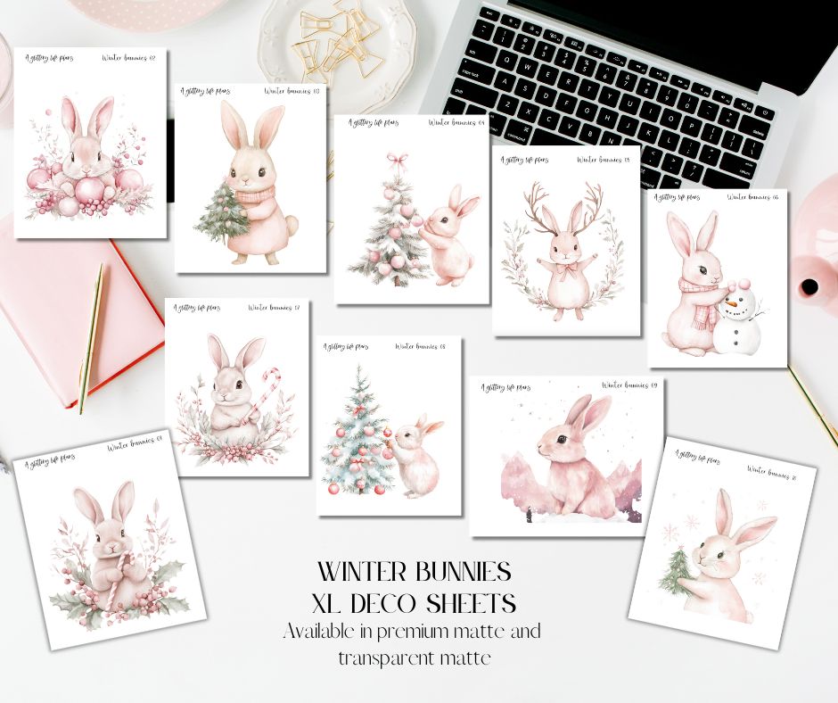 Winter Bunnies XL Large Deco Stickers for Planners and Journals