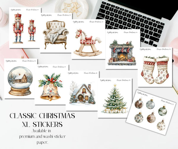 Classic Christmas XL Decorative Stickers for Planners and Journals