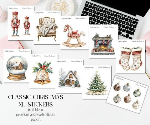 Classic Christmas XL Decorative Stickers for Planners and Journals