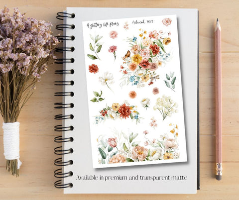 Advent floral deco  XL Sticker Sheet for Planners and Journals