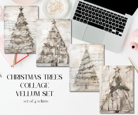 Christmas Tree Collages Vellum Dashboards Set of 4