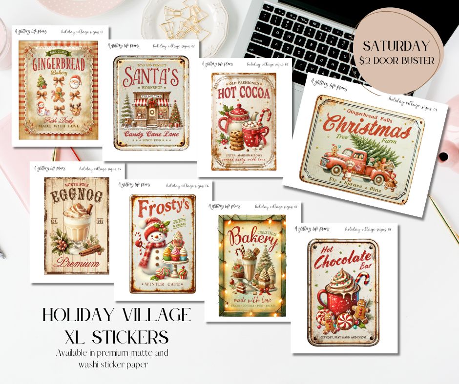 Holiday Village XL Bundle of Decorative Stickers for Planners and Journals