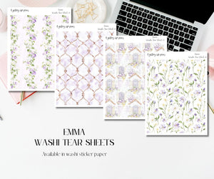 Emma Washi Tear Sticker Sheets for Planners and Journals