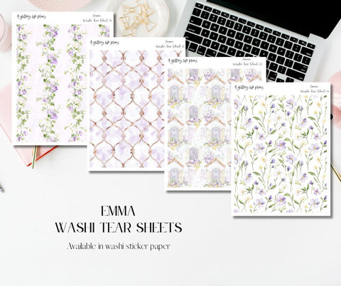 Emma Washi Tear Sticker Sheets for Planners and Journals