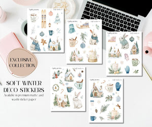 Soft Winter Deco Stickers for Planners and Journals