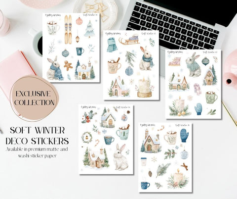 Soft Winter Deco Stickers for Planners and Journals