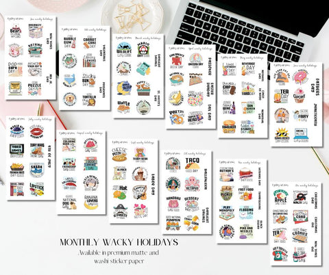Wacky Holidays Bundle of Decorative Stickers for Planners and Journals