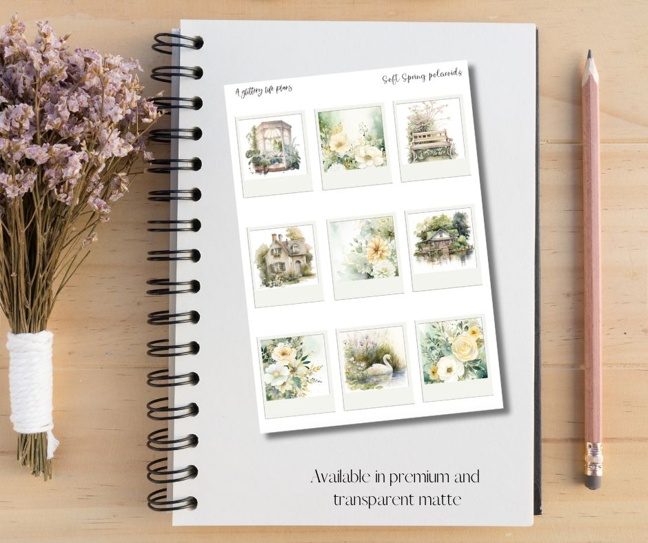 Soft Spring Polaroids XL Sticker Sheet for Planners and Journals