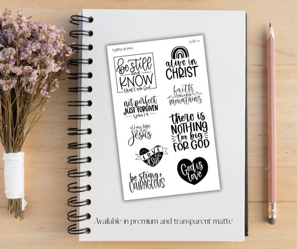 Bible Journaling (Faith 08) Script Stickers for Planners and Journals