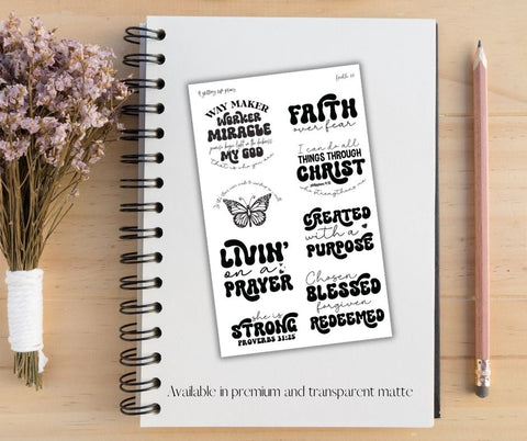 Bible Journaling (Faith 07) Script Stickers for Planners and Journals