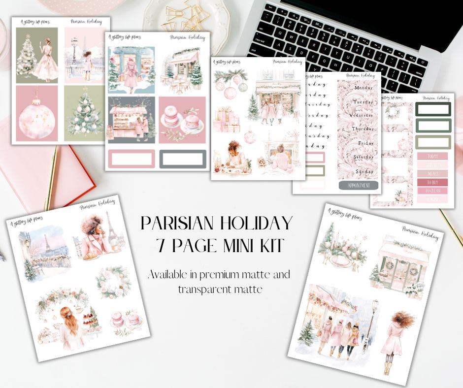 Parisian Holiday 7 page Mini Kit - Planner and Journaling Stickers