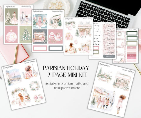 Parisian Holiday 7 page Mini Kit - Planner and Journaling Stickers