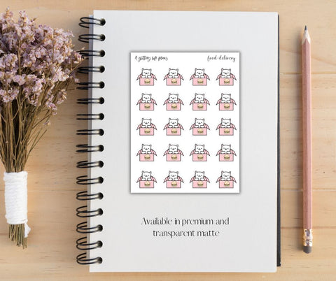 Food Delivery Cat Planner and Journaling Sticker Sheet