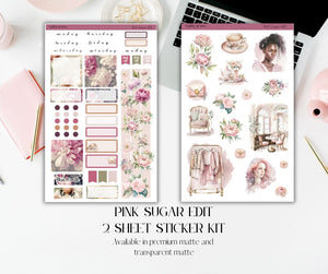 Pink Sugar Edit 2 sheet Sticker kit for Planners and Journals