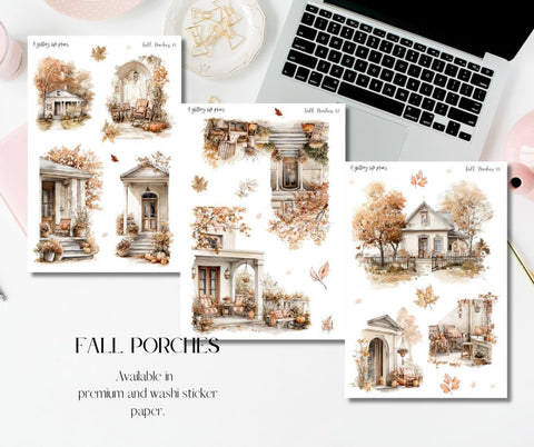 Fall Porches Large deco Sticker Sheets for Planners and Journals