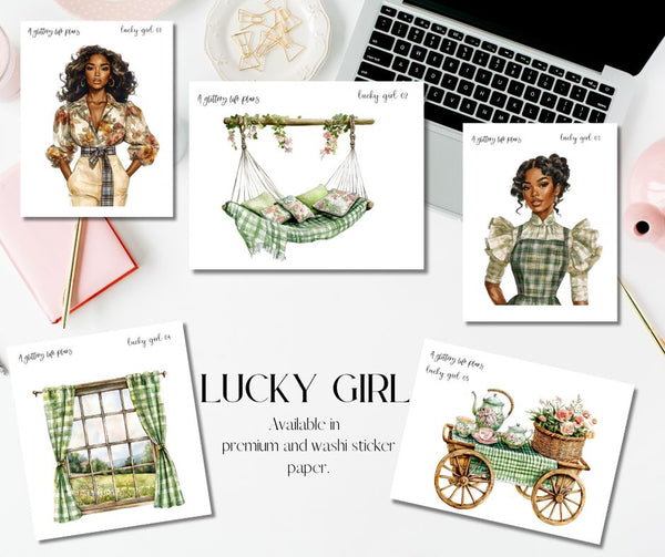 Lucky Girl XL Large Deco Stickers for Planners and Journals