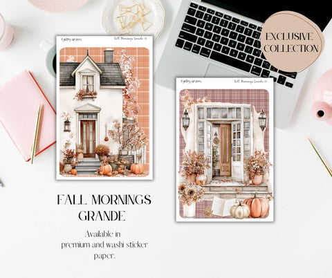 Grande Fall Mornings deco Sticker Sheet for Planners and Journals
