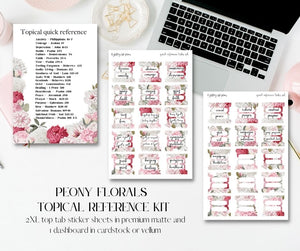 Peony Florals Quick Reference and Tab Sticker Sheet Set for Bibles