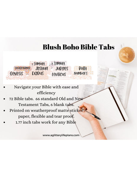 Blush Boho Bible Tabs, Bible Index Tabs, Bible Tab Stickers