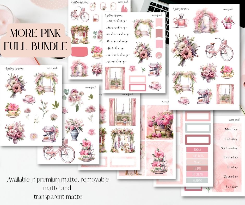 More Pink Entire Collection - Planner and Journaling stickers