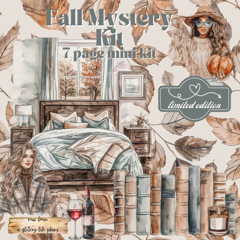 Fall Mystery Kit - 7 page Mini Kit - Planner and Journaling Stickers