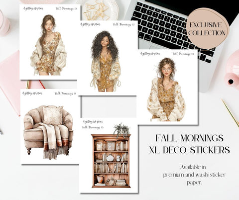 Fall Mornings XL Large Deco Stickers for Planners and Journals
