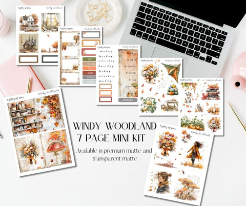 Windy Woodlands 7 page Mini Kit - Planner and Journaling Stickers