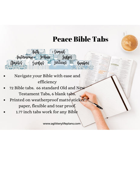 Peace Bible Tabs, Bible Index Tabs, Bible Tab Stickers