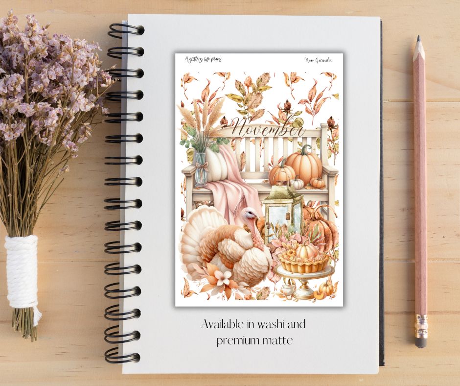 November Grande deco Sticker Sheet for Planners and Journals