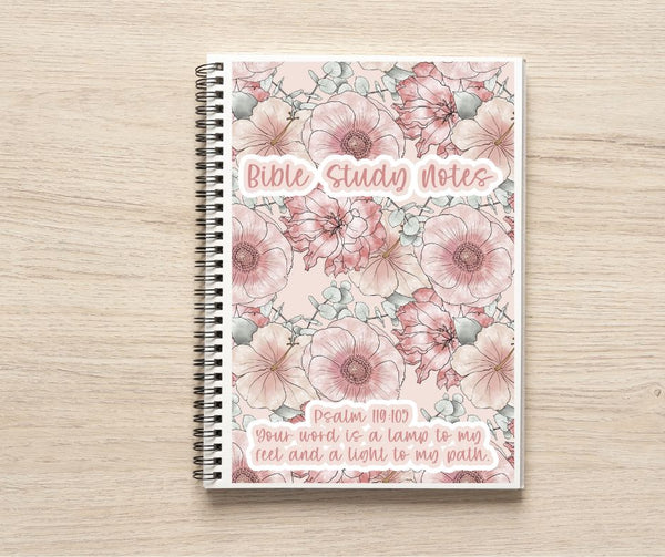 Bible Study Notes Blank Notebook with internal pocket and notes stickers