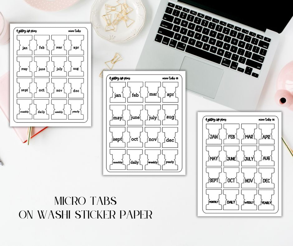 Washi Matte Micro Tabs Planner and Journal Sticker Sheets