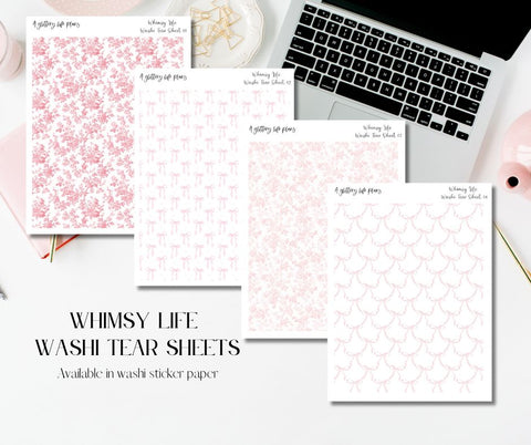 Whimsy Life Washi Tear Sticker Sheets for Planners and Journals