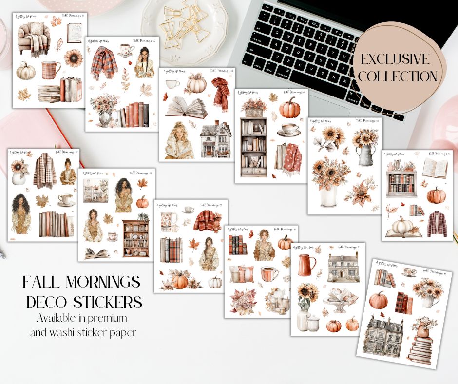 Fall Mornings of Decorative Stickers for Planners and Journals