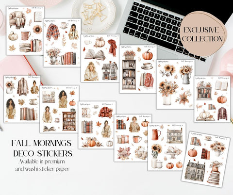 Fall Mornings of Decorative Stickers for Planners and Journals