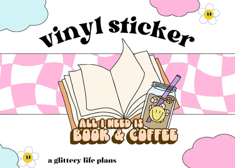 Books and Coffee Vinyl Stickers for Kindles, Planners and Journals