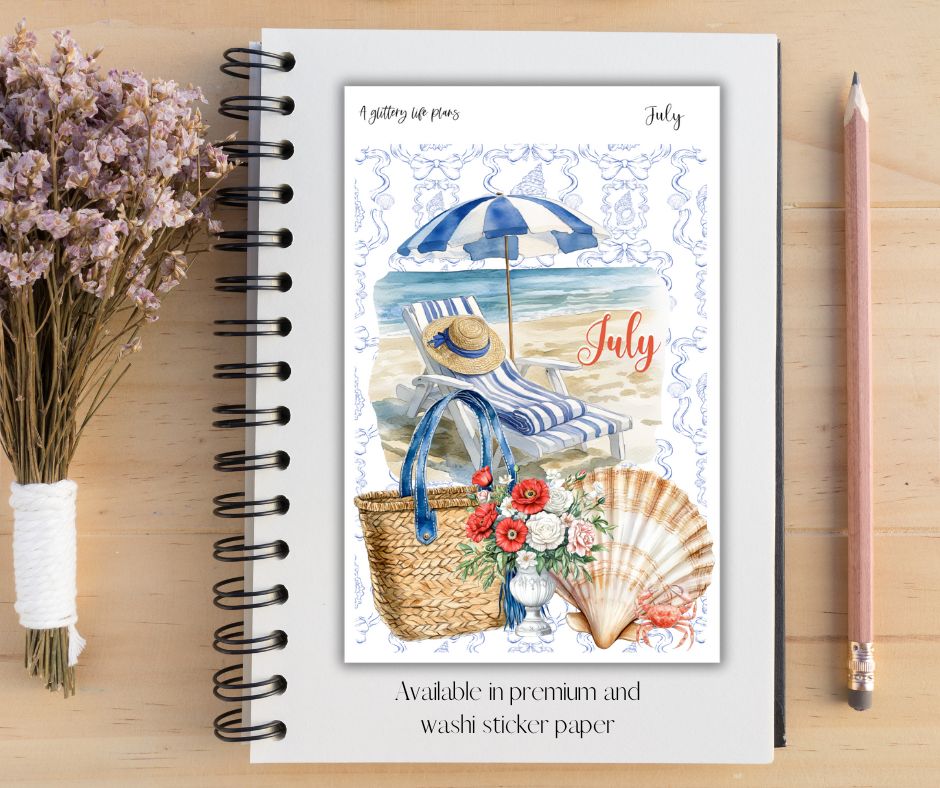 July Grande deco Sticker Sheet for Planners and Journals