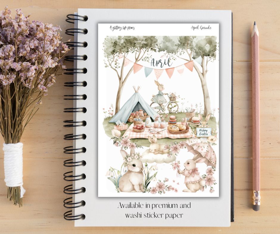 Grande April deco Sticker Sheet for Planners and Journals