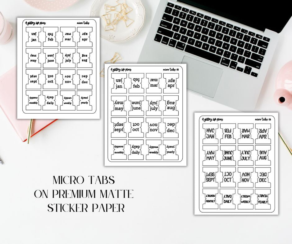 Premium Matte Micro Tabs Planner and Journal Sticker Sheets
