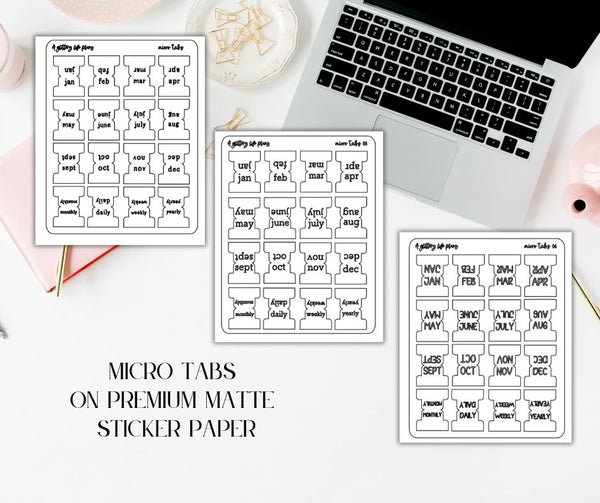 Premium Matte Micro Tabs Planner and Journal Sticker Sheets